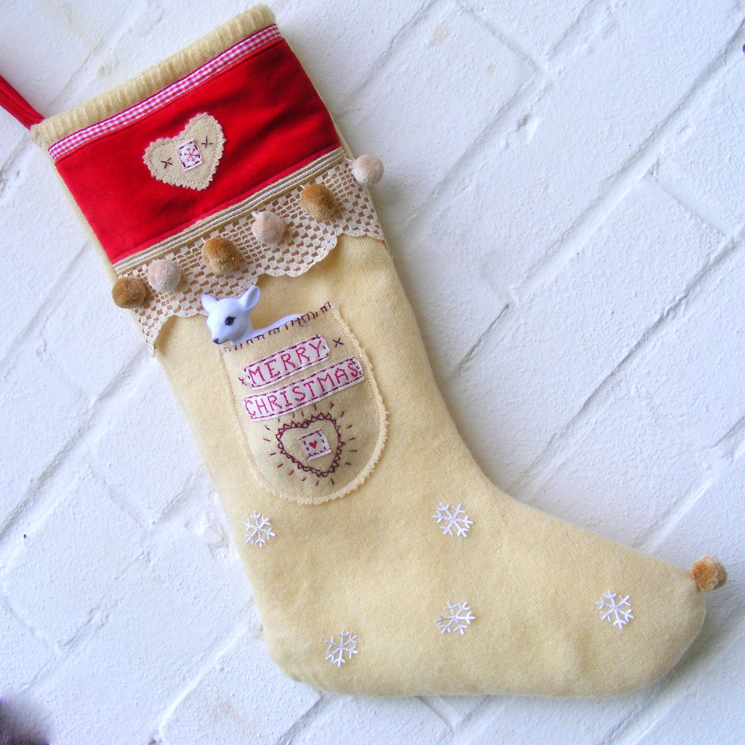Velvet And Wool Christmas Stocking on Luulla